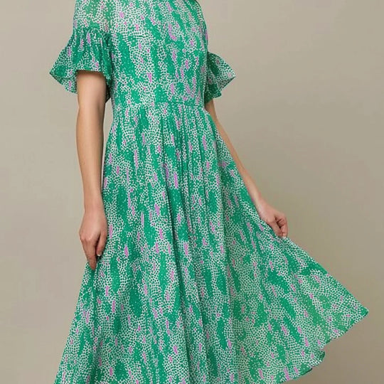 Damen Midi Kleid mit luftigen Rüschenärmel von EB