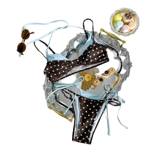 Damen-Bikini-Set mit modernen Punkten und verstellbaren Trägern EB