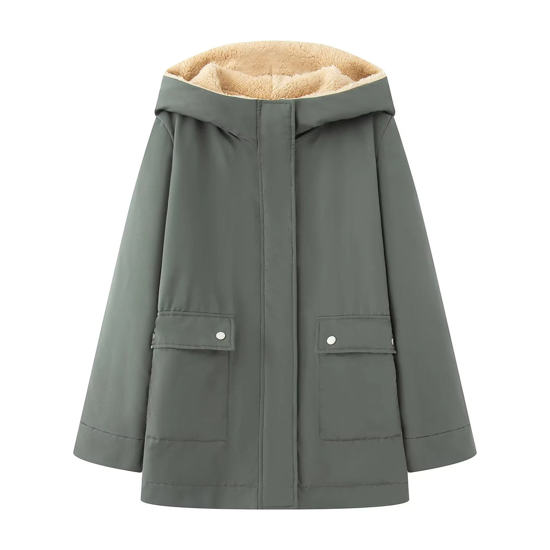 Damen gesteppte Übergangsjacke mit weichem Innenfutter und praktischem Kapuzen-Design EB