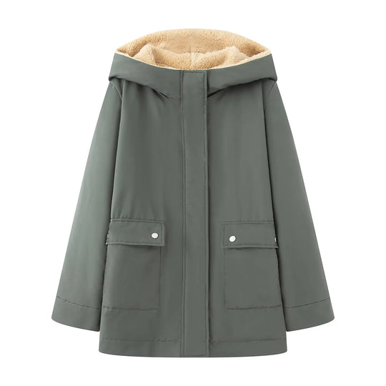 Damen gesteppte Übergangsjacke mit weichem Innenfutter und praktischem Kapuzen-Design EB