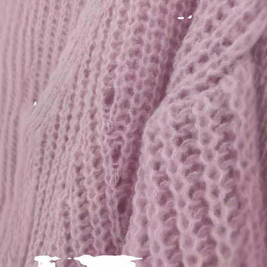 Damen Strickjacke mit V-Ausschnitt und großen Knöpfen EB
