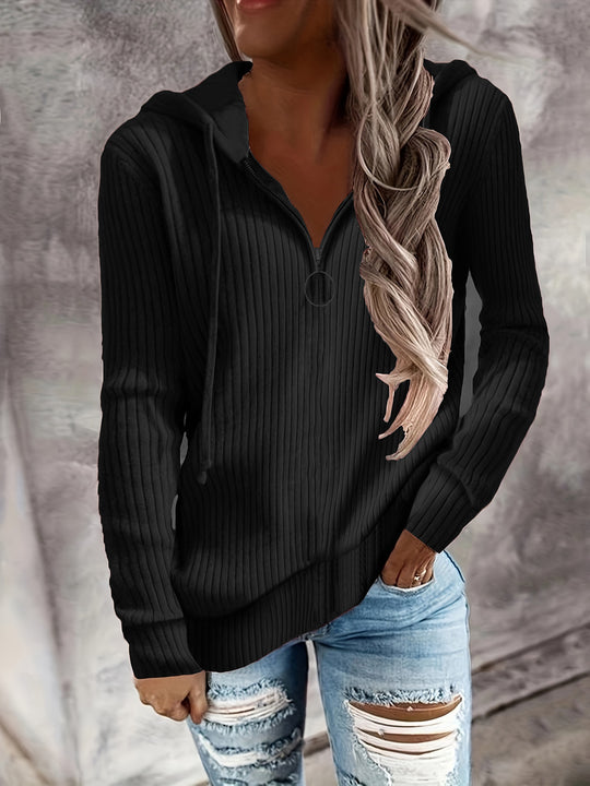 Damen Strickpullover mit hohem Kragen und Reißverschluss EB