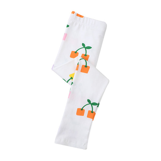 Mädchen Leggings mit fröhlichem Blüten- und Pflanzenmuster EB