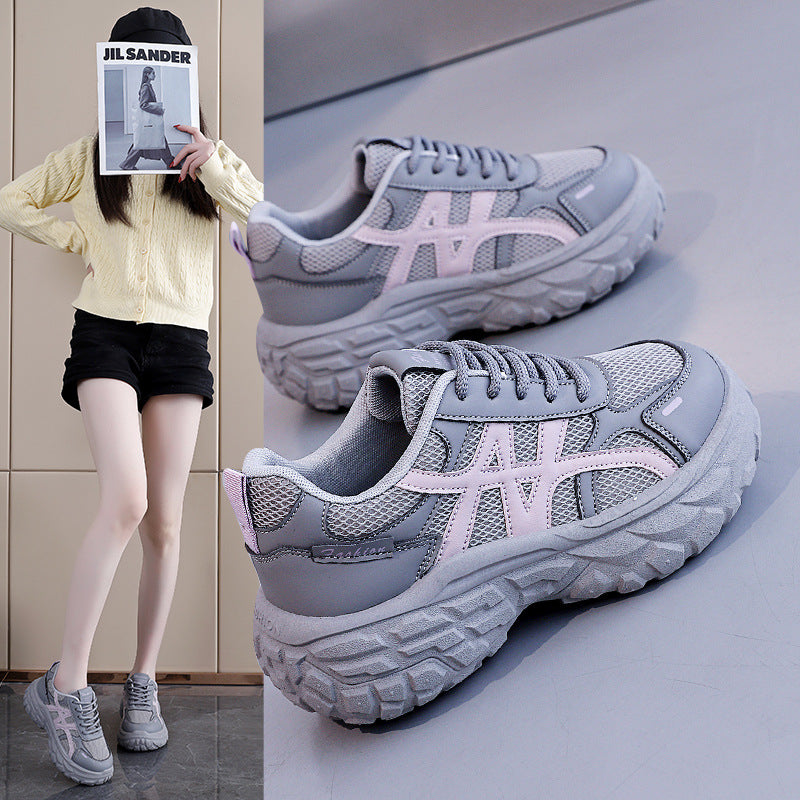 Damen Chunky Sneakers mit atmungsaktivem Mesh-Obermaterial und stoßdämpfender Sohle EB
