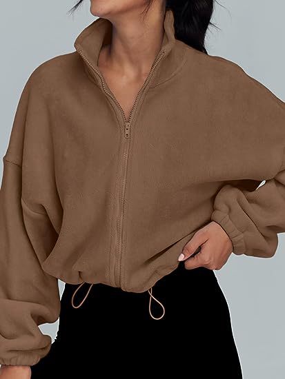 Damen Zip-Hoodie mit hohem Kragen und kontrastierenden Ärmeln EB