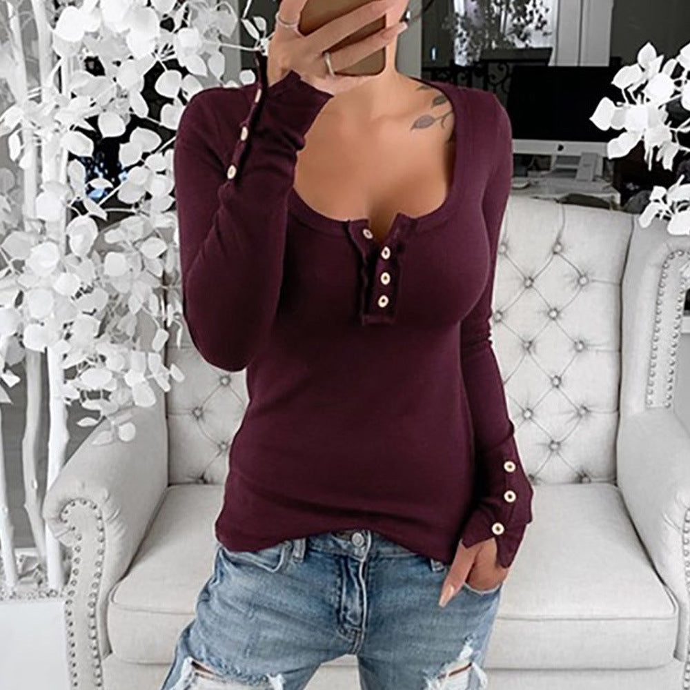 Damen Langarmshirt mit eleganten Knopfdetails EB