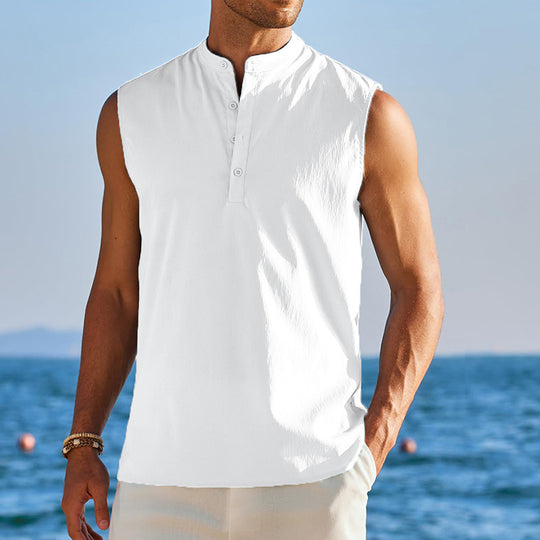Herren Ärmelloses Henley-Shirt aus atmungsaktivem und leichtem Material EB