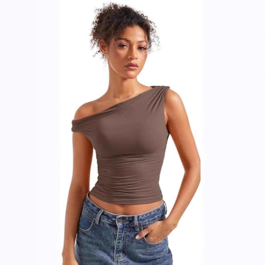 Damen figurbetontes Oberteil mit asymmetrischem Ausschnitt R&B