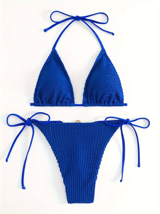 Damen Triangel-Bikini-Set mit verstellbaren Bindebändern EB