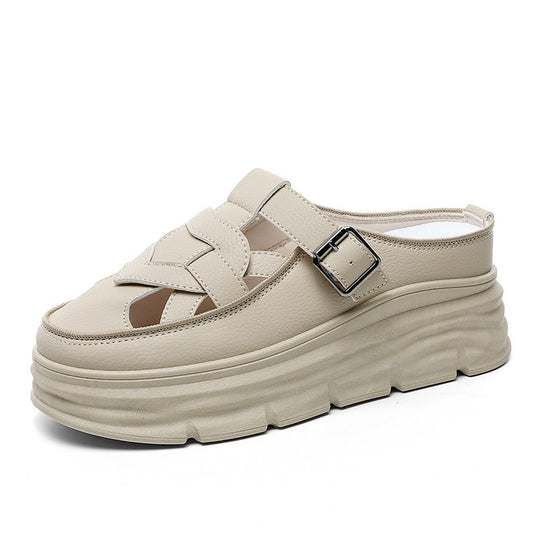 Damen Platform Mules mit modischem Schnallen-Design und atmungsaktivem Obermaterial EB
