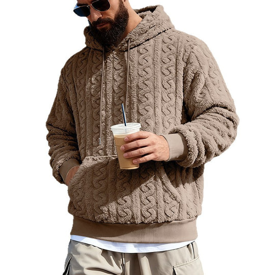 Herren Gefütterter Sherpa‑Hoodie mit Zopfmuster und Kapuze EB