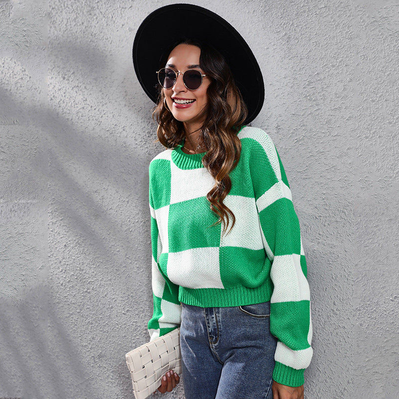 Damen Lässiger Pullover im modernen Karomuster EB