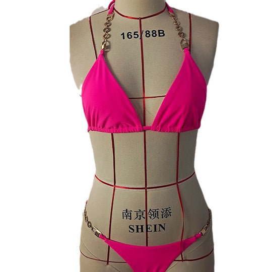 Damen Triangel-Bikini mit luxuriösen Kettenakzenten EB