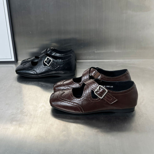 Damen elegante Ballerinas mit modischer Schnallenverzierung und atmungsaktivem Innenfutter EB