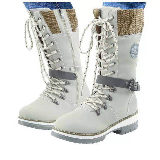 Damen robuste Winterstiefel mit hochschließendem Design und modischen Akzenten EB
