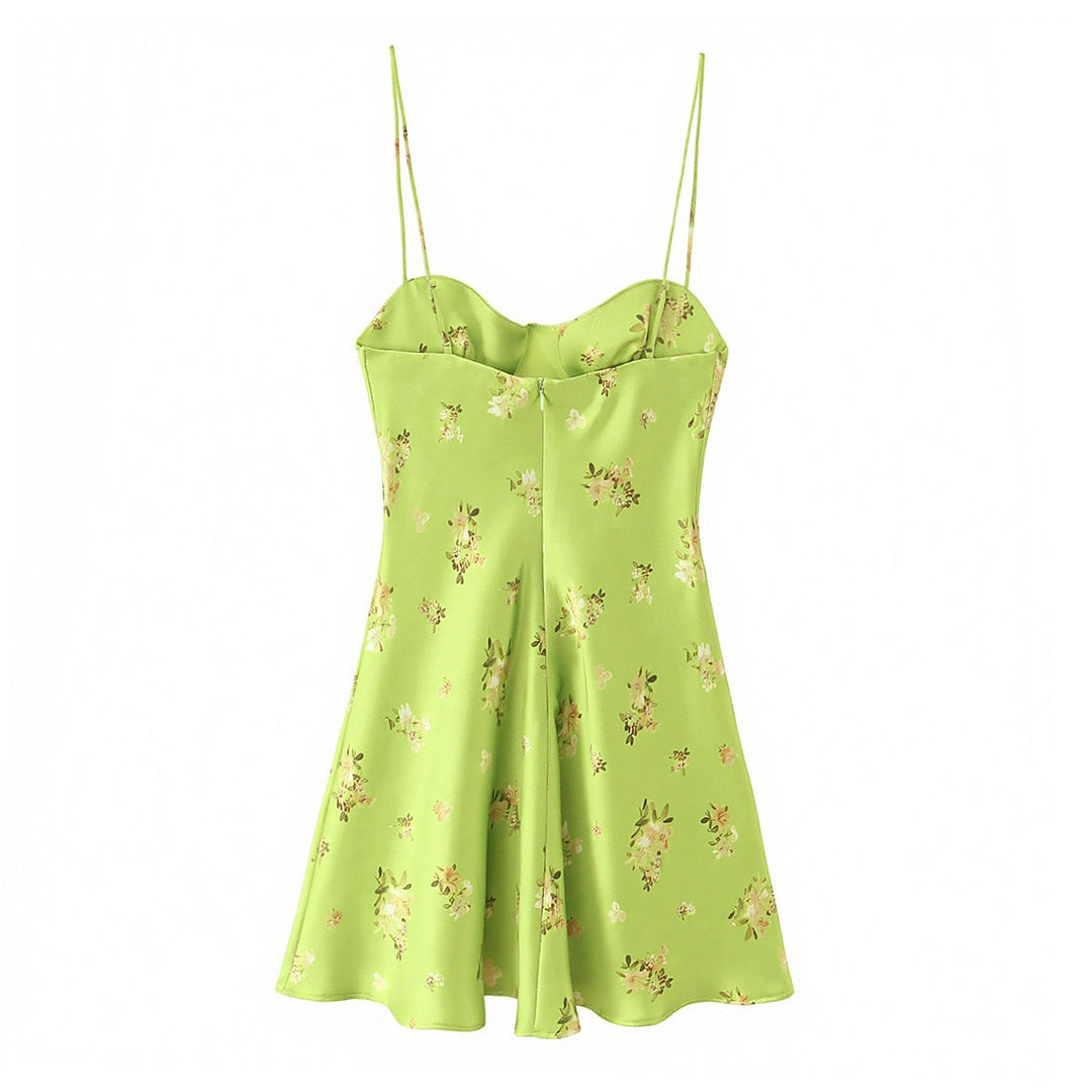 Damen Blusenkleid mit zartem Blumenmuster und schwingendem Rock EB