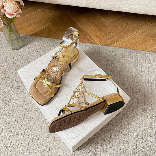 Damen elegante Riemchen-Sandalen mit funkelnden Strassdetails EB