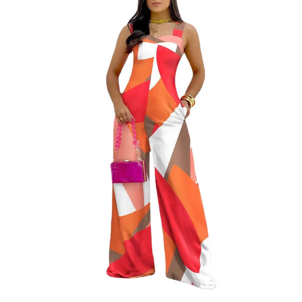 Damen Jumpsuit mit floralem Muster und weitem Bein EB