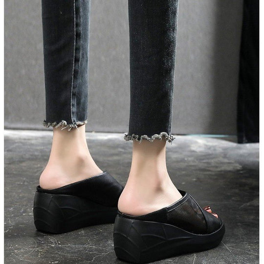 Damen Wedge-Pantoletten mit atmungsaktiver Mesh-Oberfläche und komfortabler Sohle EB
