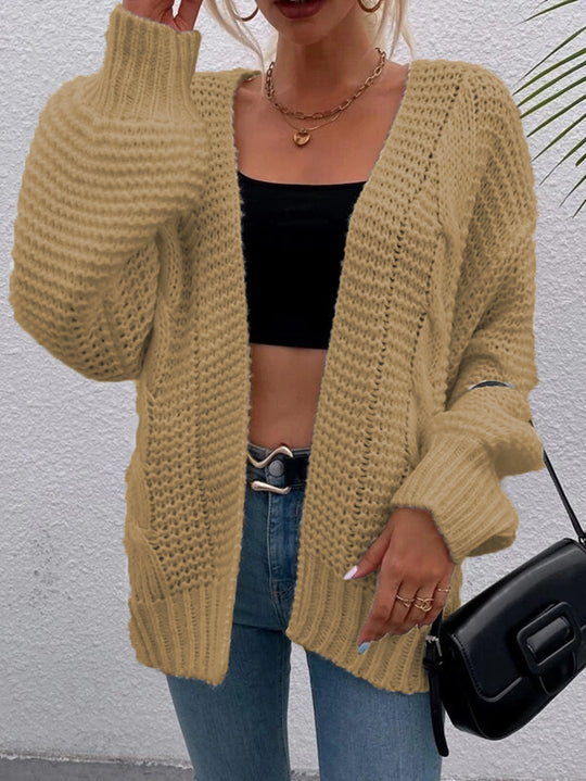 Damen Grobstrickcardigan mit offenen Taschen und oversize Passform EB