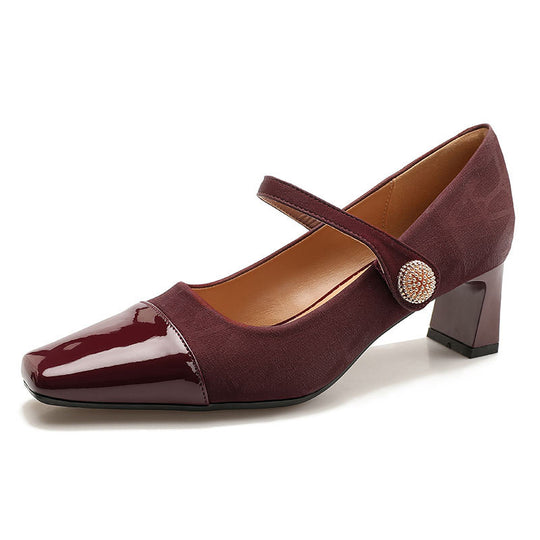 Damen elegante Mary Jane Pumps mit feinem Absatz und modischem Riemen EB