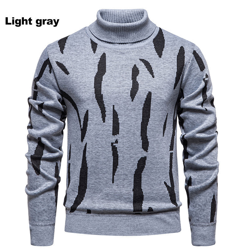 Herren modischer Rollkragenpullover mit auffälligem Muster EB
