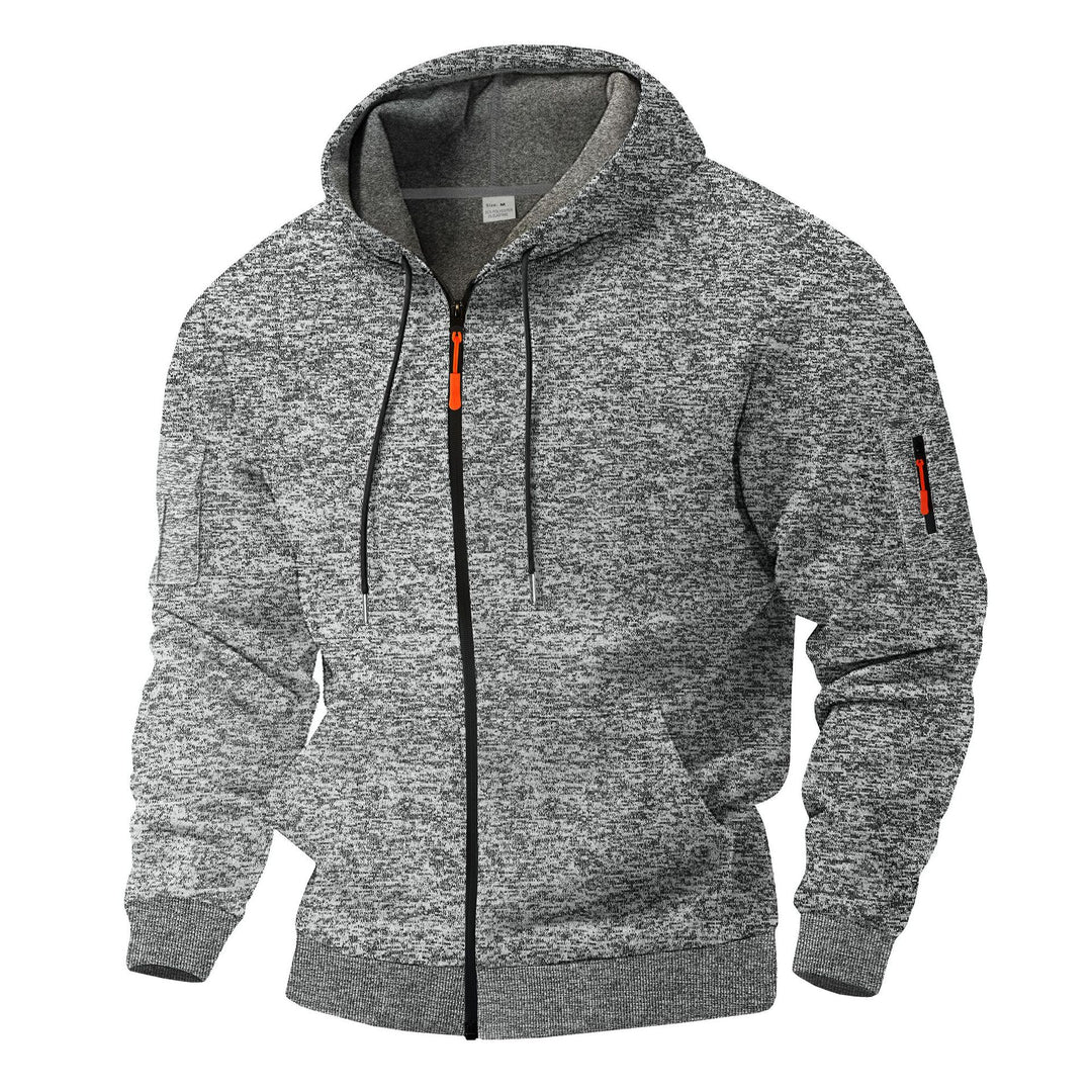 Herren sportlicher Kapuzenpullover mit atmungsaktiver Struktur und farblich abgesetzten Reißverschluss-Details EB