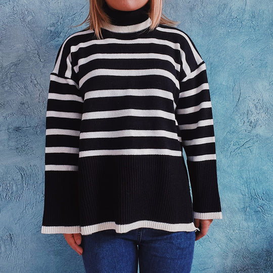 EB | Gestreifter Strickpullover für Herbst & Winter
