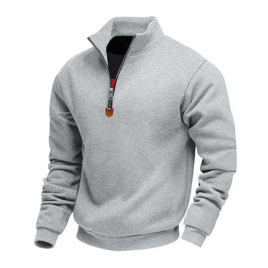 Herren nan Premium-Halbzip-Sweatshirt mit hohem Stehkragen, robustem Reißverschluss und geripptem Saum EB