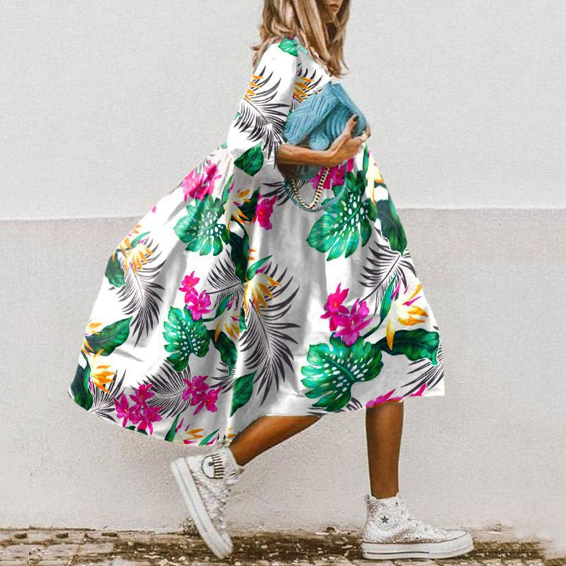 Damen Freizeitkleid mit farbenfrohem Blumendesign EB