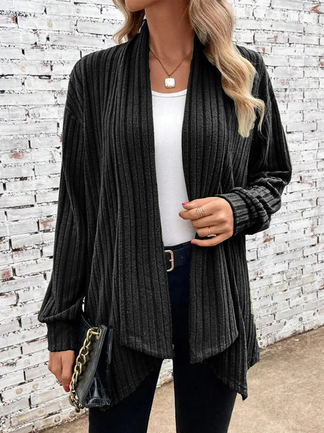 Damen offener Strickcardigan mit vertikalen Streifen EB