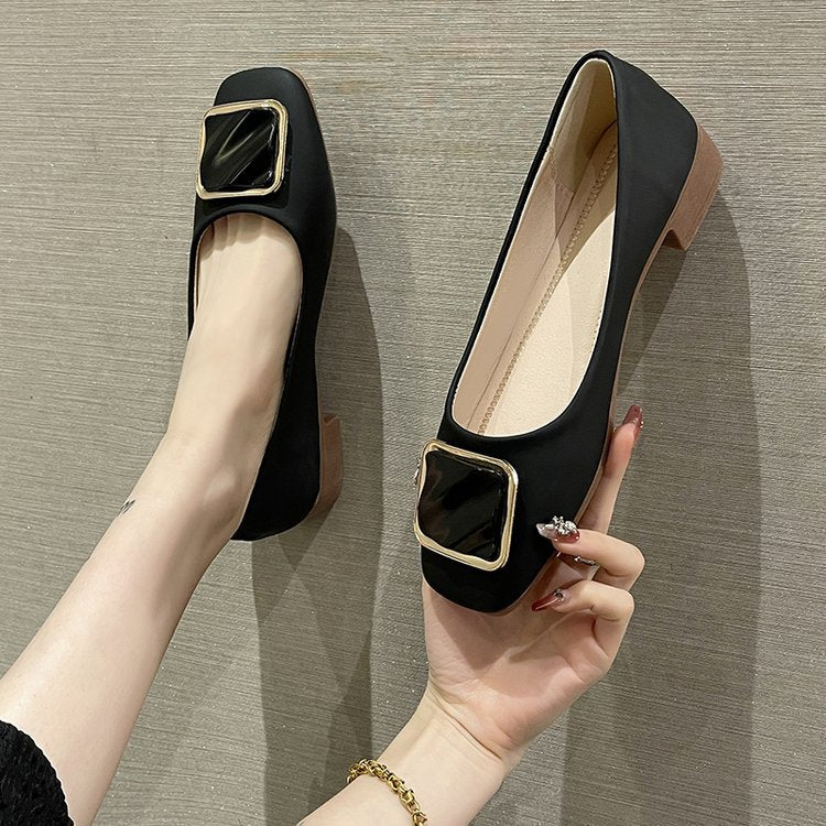 Damen elegante Ballerinas mit dekorativem Schnallen-Detail EB