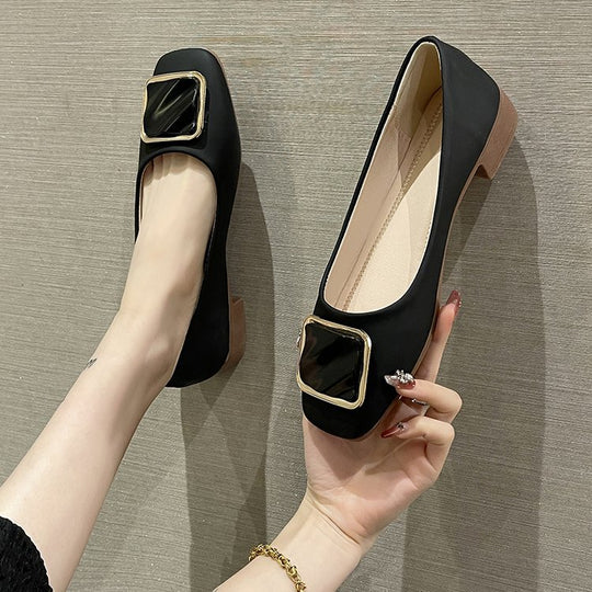 Damen elegante Ballerinas mit dekorativem Schnallen-Detail EB