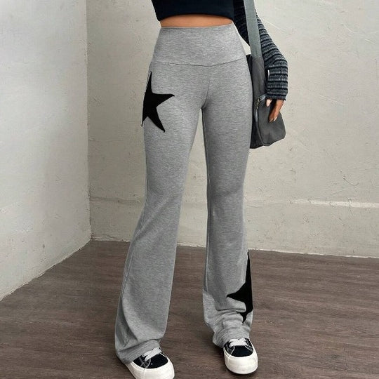Damen legere Bootcut-Leggings mit Sternen-Motiv EB