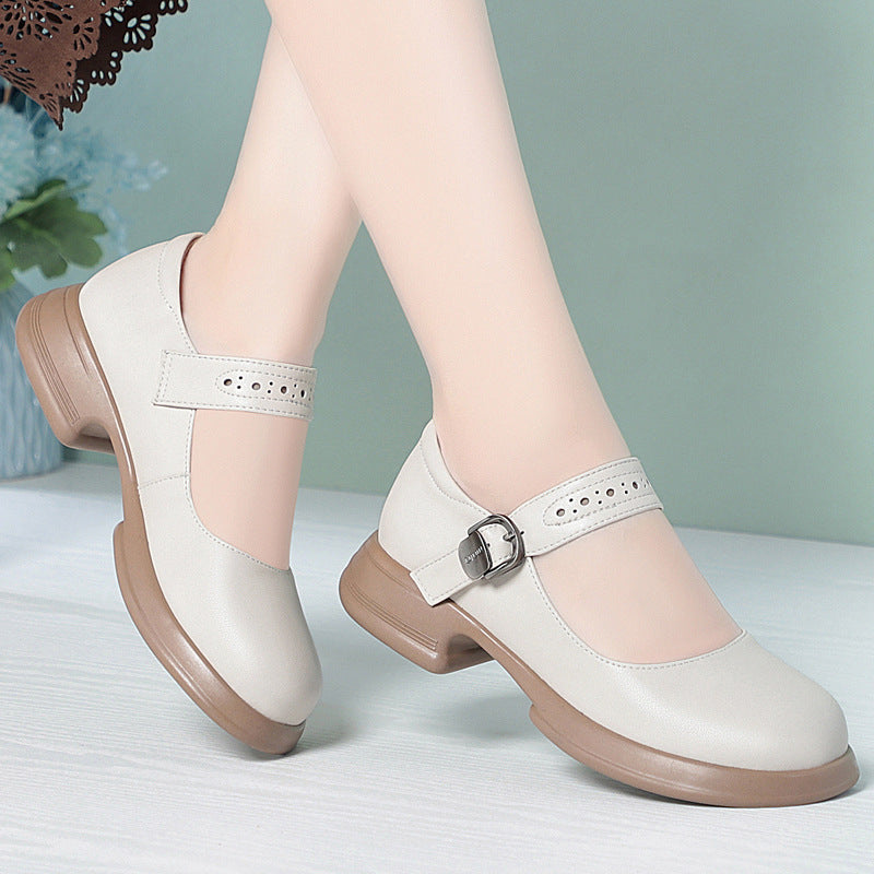 Damen Mary Jane Ballerinas mit verstellbarem Riemen und komfortablem Fußbett EB