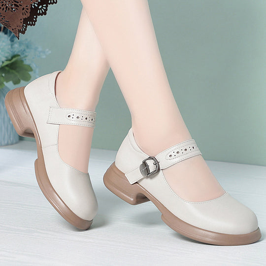 Damen Mary Jane Ballerinas mit verstellbarem Riemen und komfortablem Fußbett EB