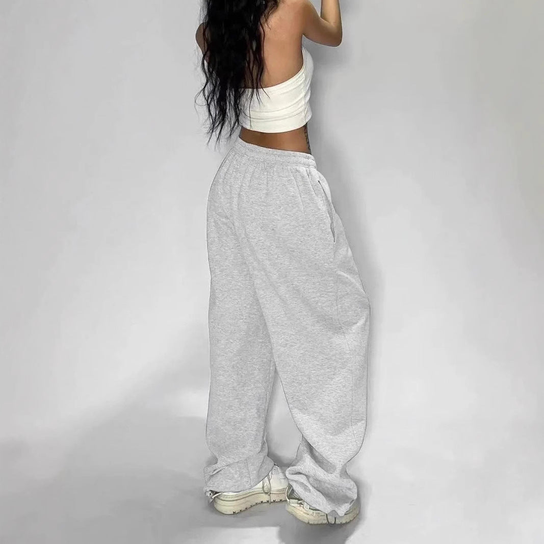 Damen nan weit geschnittene Loungehose mit hohem Bund extra weitem Bein und Tunnelzug EB