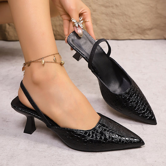 Damen Slingback-Pumps mit Krokodilprägung und elegantem Absatz EB