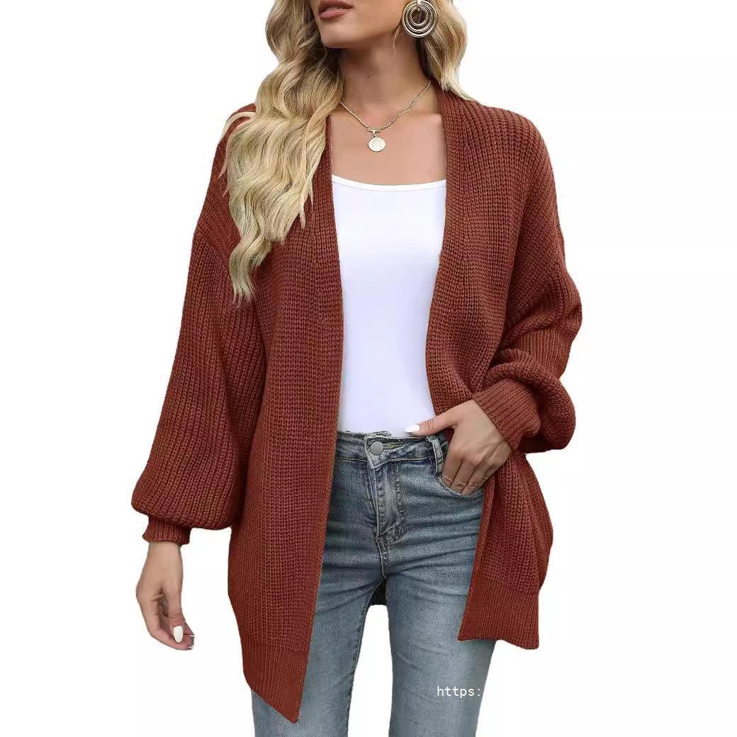 Damen Empfindlicher Grobstrick-Cardigan mit schillernden Ärmeln EB