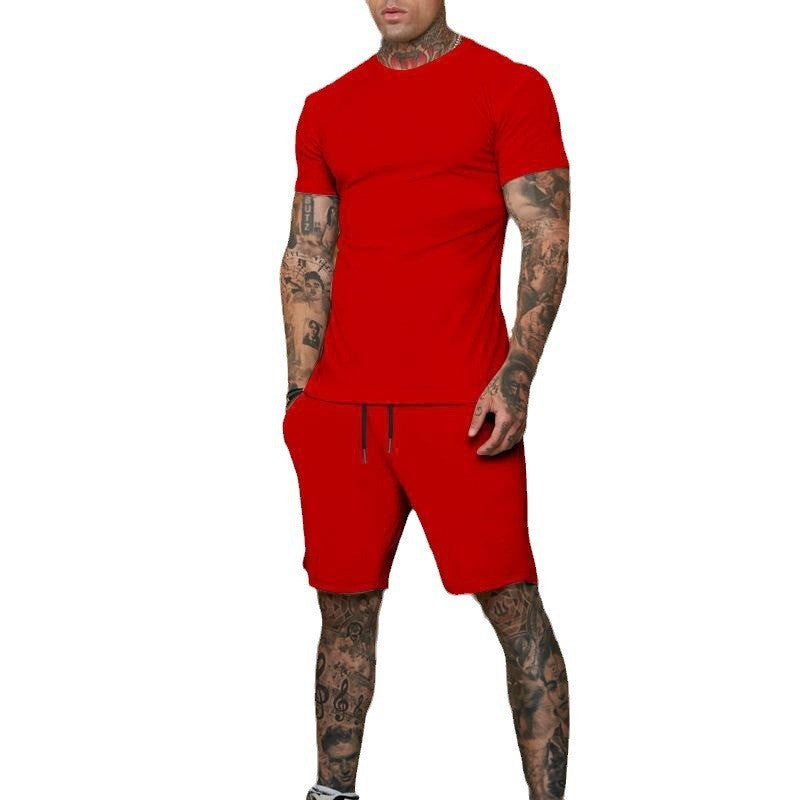 Herren Sportliches Kurzarm- und Shorts-Set mit kontrastierenden Details EB