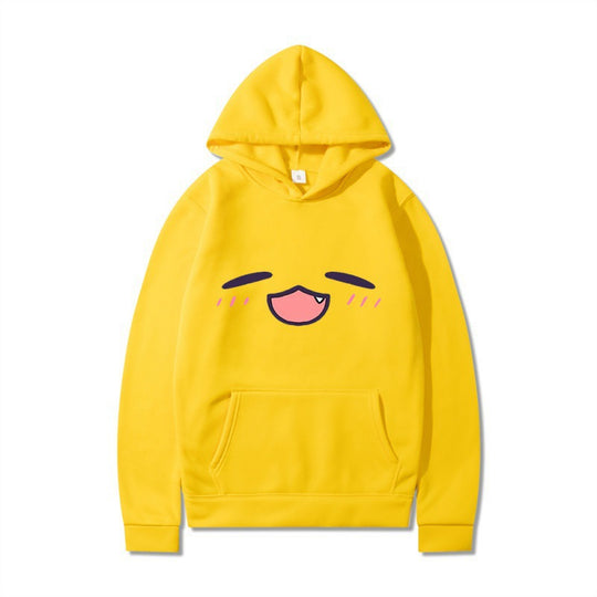 Damen Kapuzenpullover mit fröhlichem Cartoon-Gesicht und bequemer Passform EB