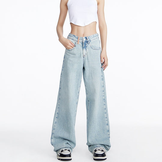 Damen weite Jeans im lässigen Stil mit hohem Bund und komfortablem Schnitt EB