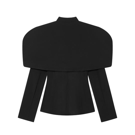 Damen elegante Blazerjacke mit übergroßen Schulterklappen und goldenen Knopfdetails EB