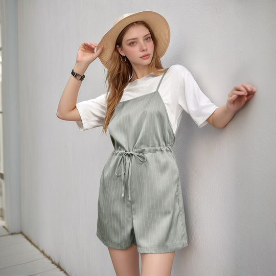 Damen Jumpsuit mit schicker Streifenoptik und verstellbarem Taillenzug EB