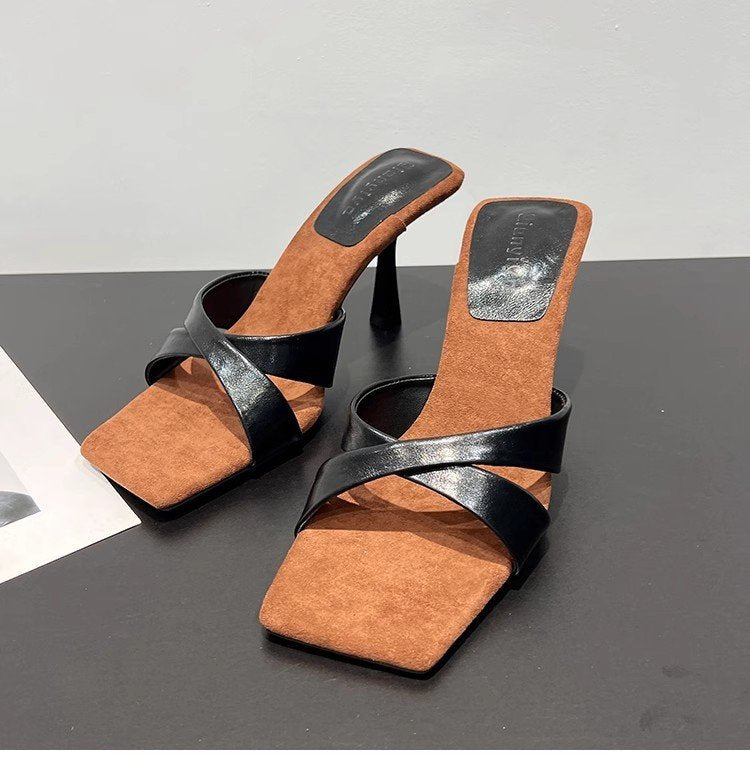 Damen elegante Sling-Pumps mit überkreuztem Riemendesign und hohen Absatz EB