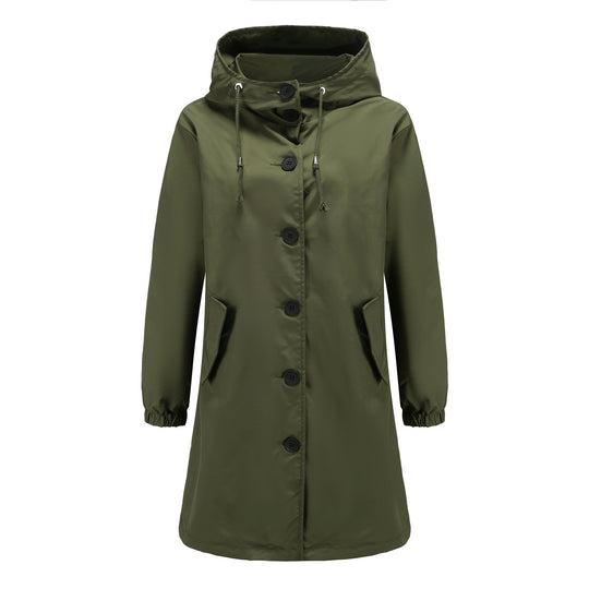 Damen modische Übergangsjacke mit verstellbarer Kapuze und praktischen Taschen EB