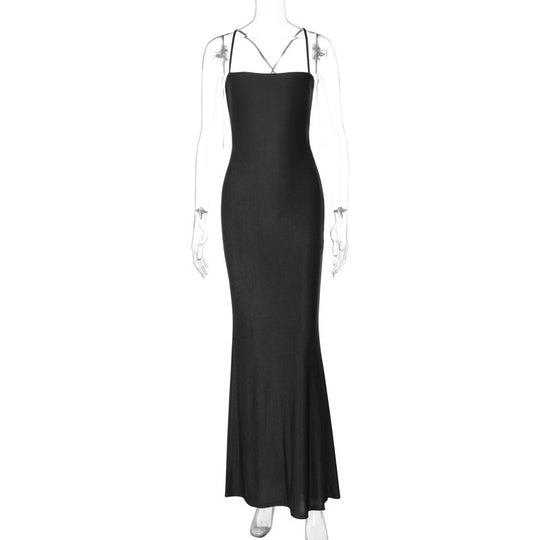 Damen Maxi-Kleid mit schmalem Trägerdesign und fließendem Schnitt EB