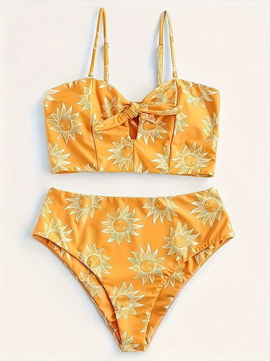 Damen Bikiniset mit strukturiertem Oberteil und hoch geschnittenem Hosenrock EB