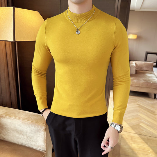 Herren modischer Pullover mit hohem Kragen und eleganter Passform EB