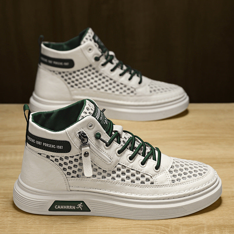 Damen modische High-Top Sneakers mit atmungsaktivem Netzdesign und rutschfester Laufsohle EB